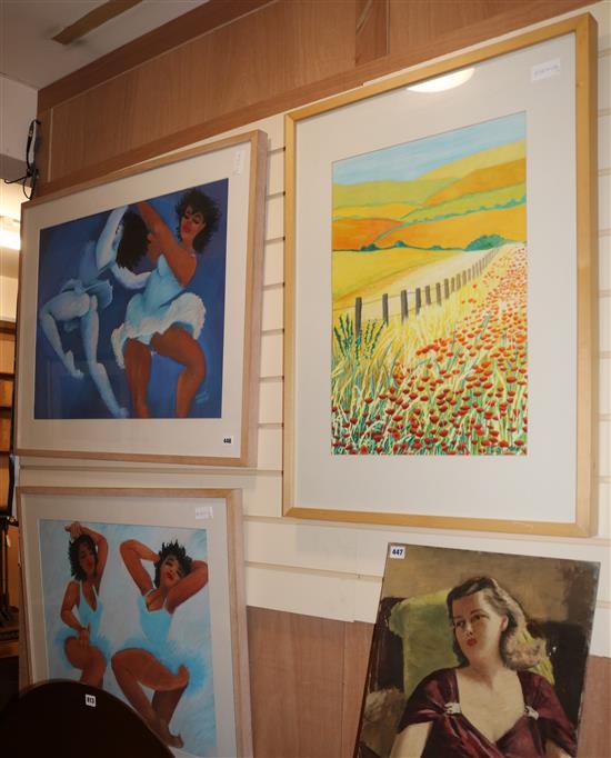 Karen Urben, two pastels Joie de wine,